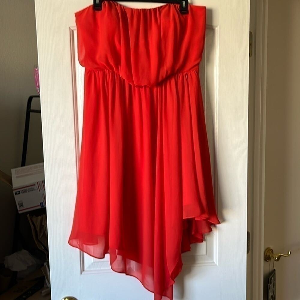 Vince Camuto‎ strapless asymmetrical melon colored dress size 12